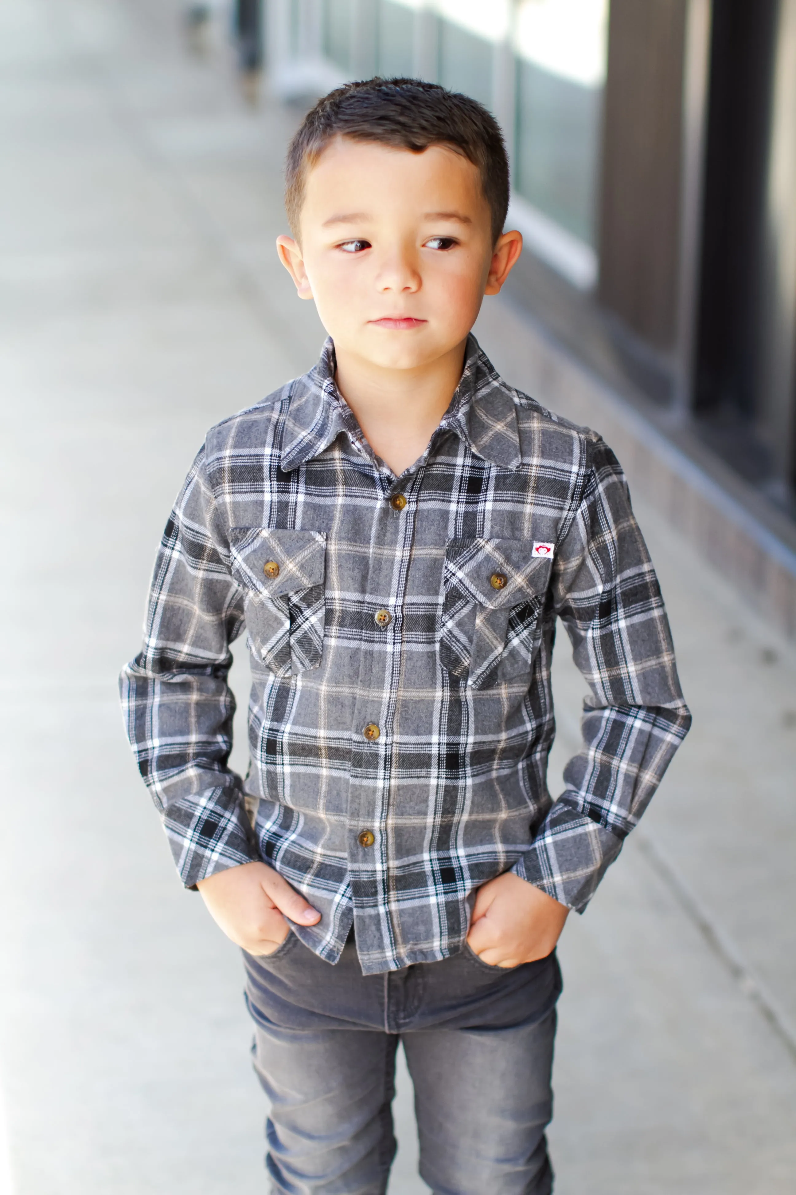 Appaman - Boys Flannel Shirt in Greige Plaid (5)