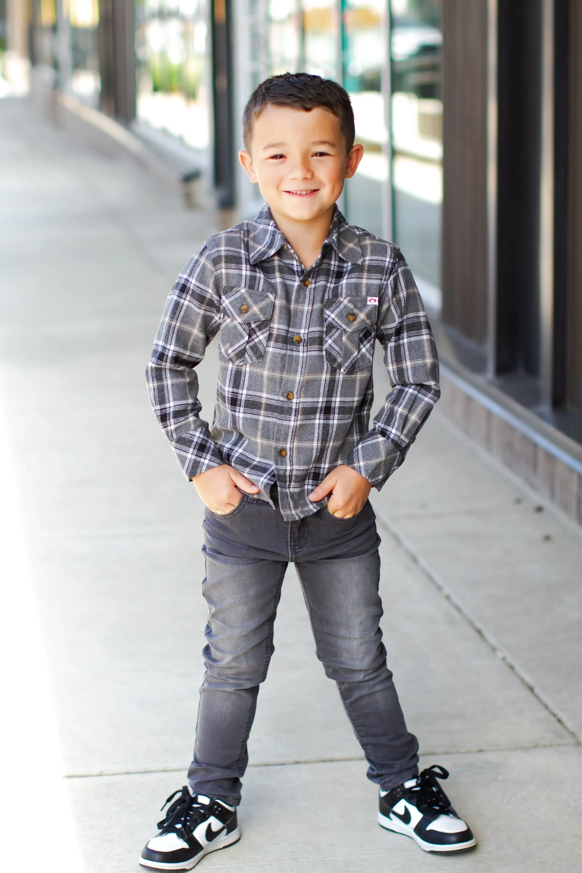 Appaman - Boys Flannel Shirt in Greige Plaid (5)