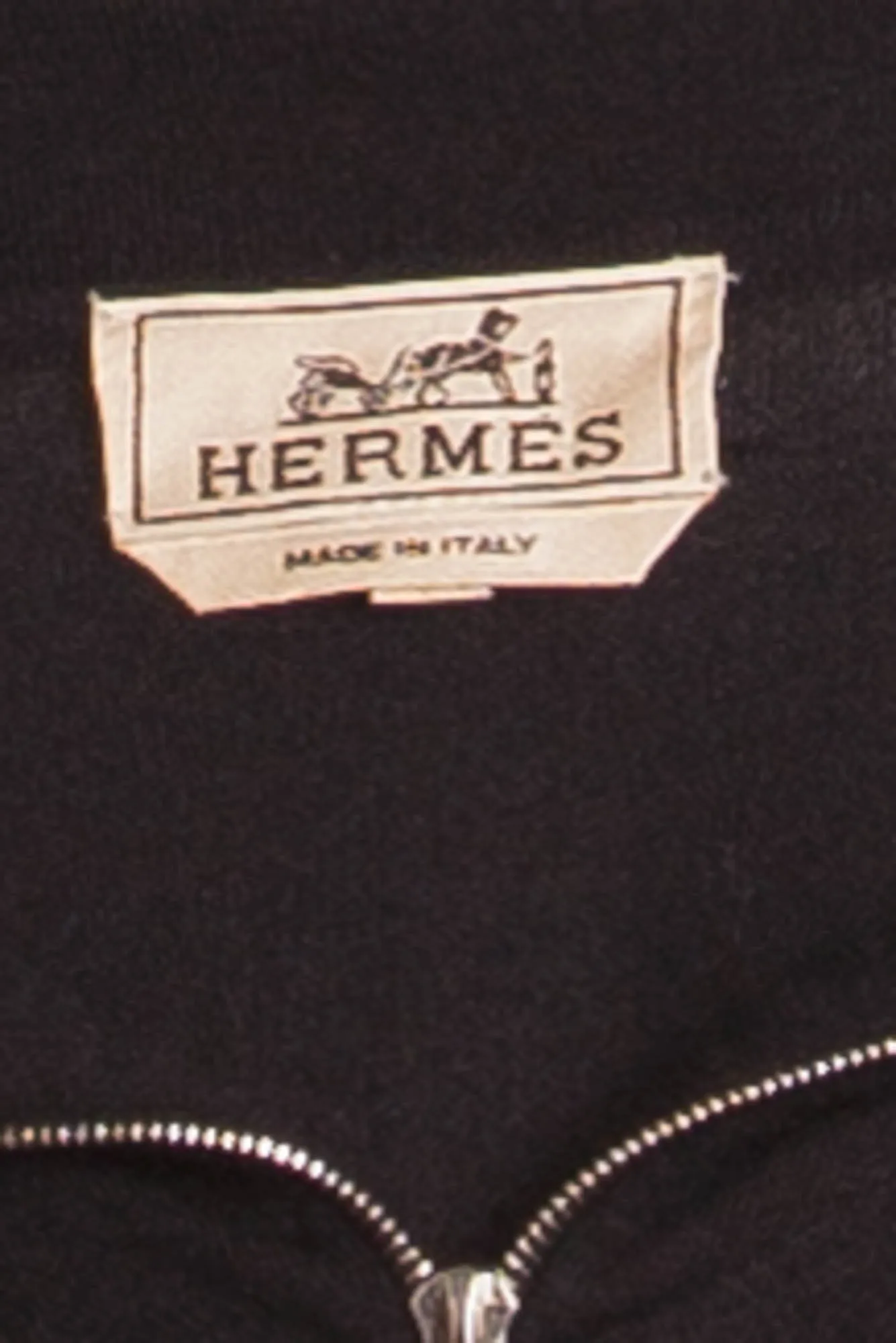 Authentic Hermes - Black Long Sleeve Zip Neck Cashmere - XL