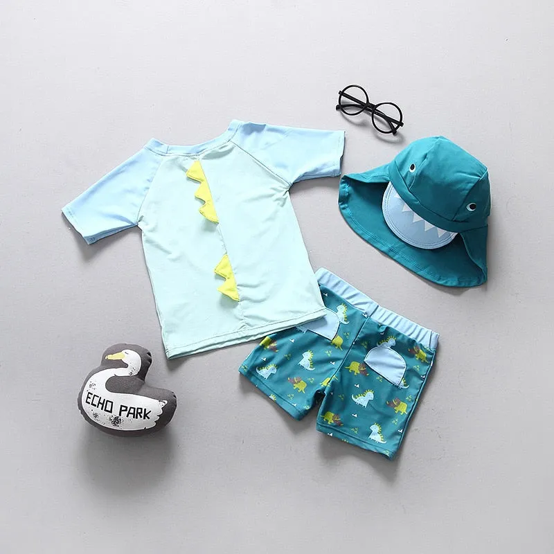 Baby Swimwear Dinosaur Print UPF50 Children&#39;s Swimsuit Separate Swimming Suit for Boy Bathing Clothes Toddler Boys Beachwear