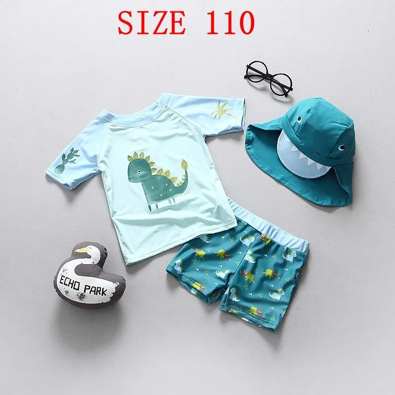 Baby Swimwear Dinosaur Print UPF50 Children&#39;s Swimsuit Separate Swimming Suit for Boy Bathing Clothes Toddler Boys Beachwear