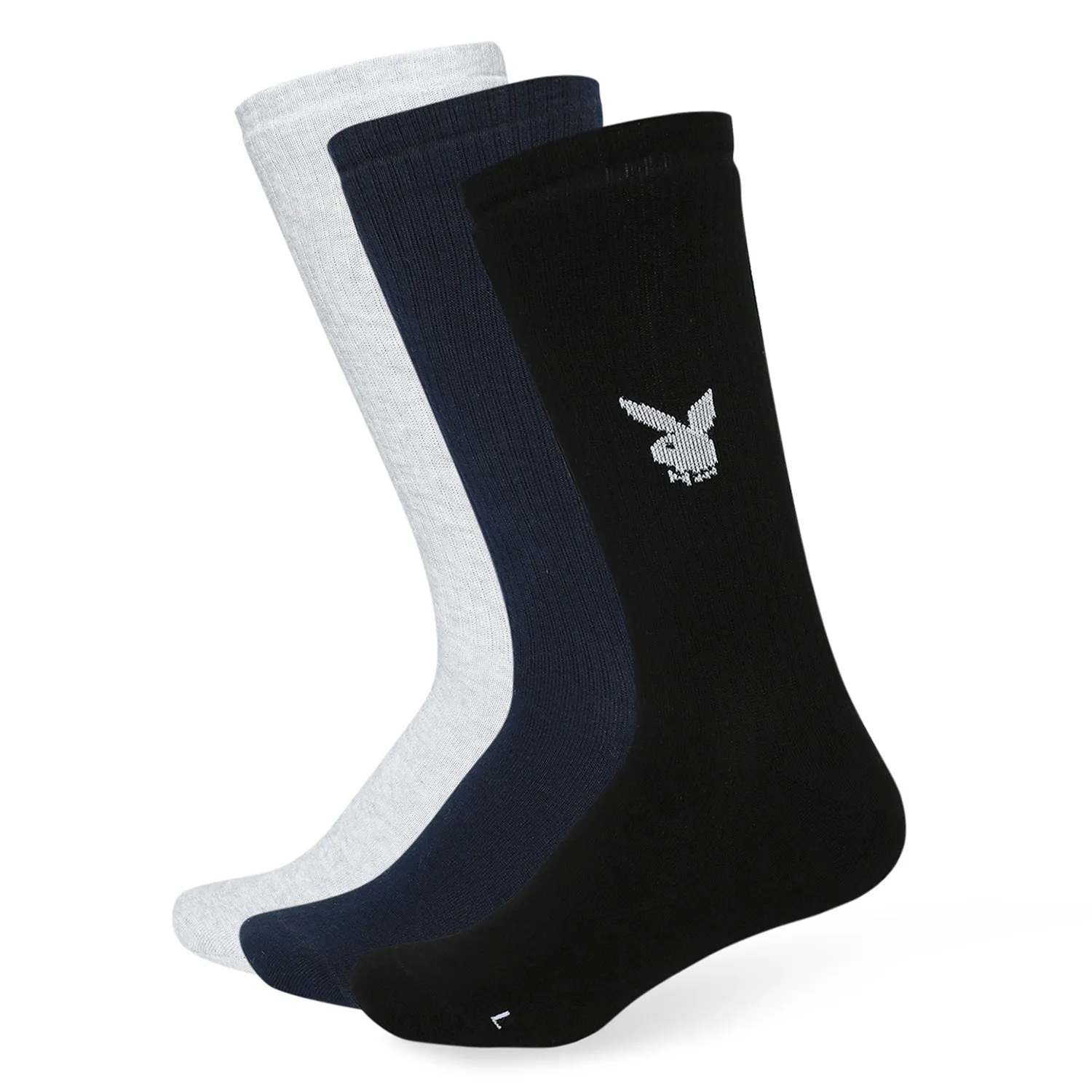 BALENZIA Men's Playboy Solid Crew Socks  |  3-Pack | Free Size
