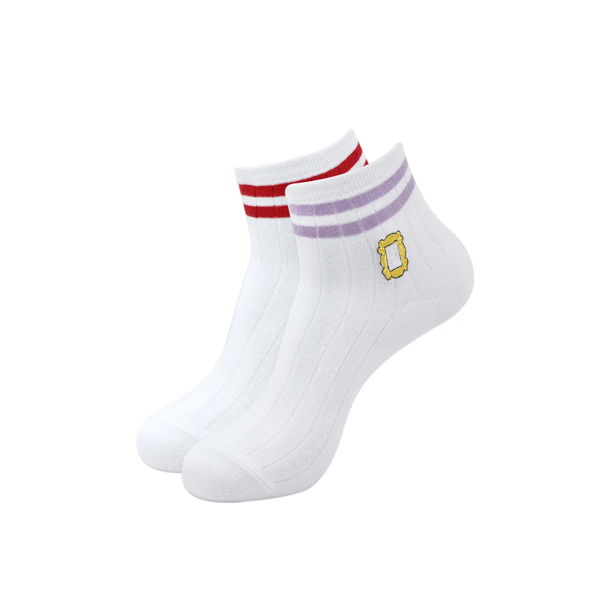Balenzia x Friends Central Perk & Picture Frame High Ankle Socks for Women (Pack of 2 Pairs/1U) - White