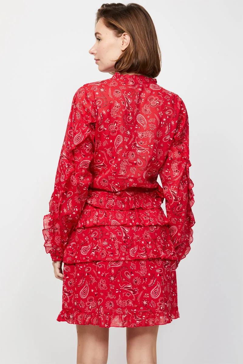 Berenice - Robe Volantée Rouge