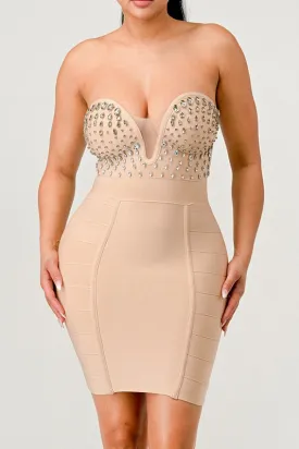 Betting On You Casual Embellished Bandage Dress