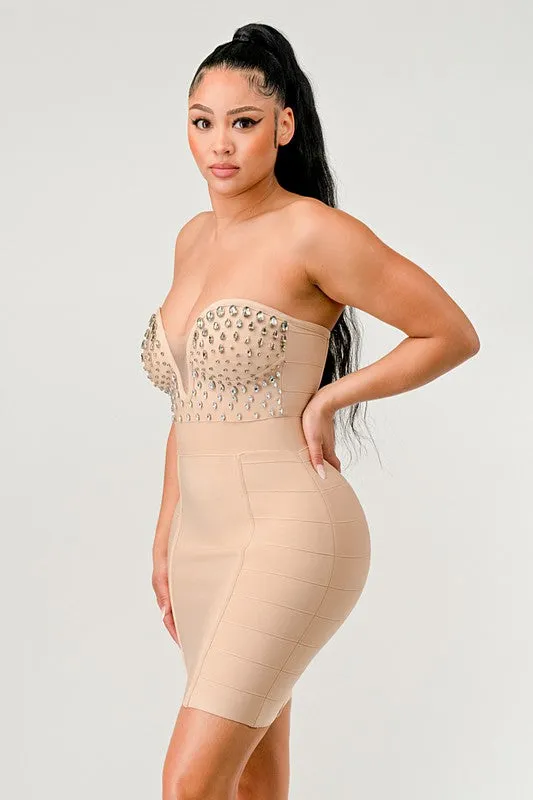 Betting On You Casual Embellished Bandage Dress