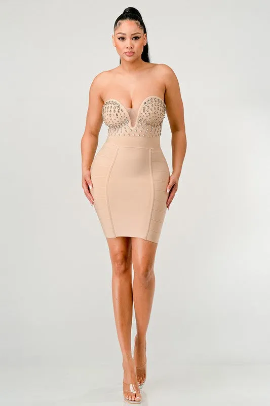 Betting On You Casual Embellished Bandage Dress