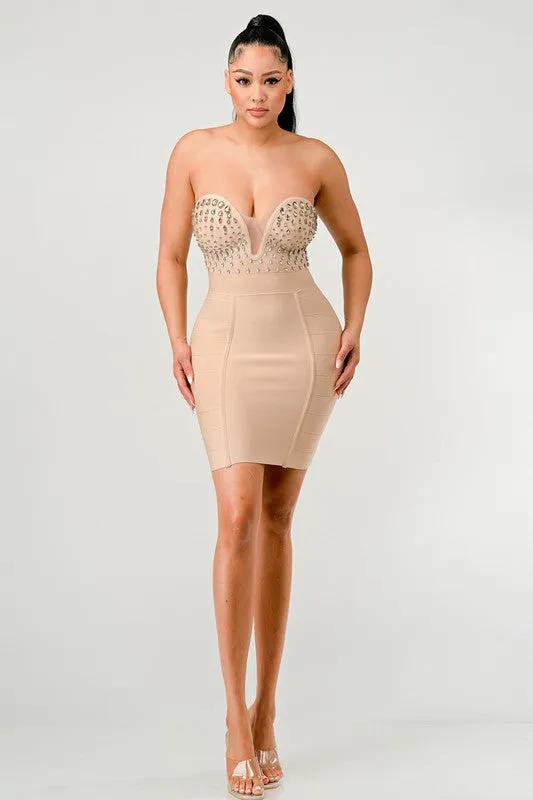 Betting On You Casual Embellished Bandage Dress
