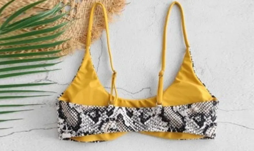 Brazilian Bikini Top Snake Print Reversible