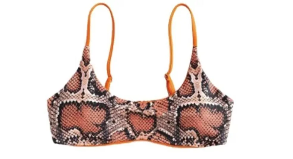 Brazilian Bikini Top Snake Print Reversible