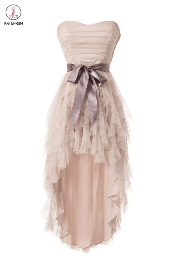 Cheap Simple Strapless Tulle Homecoming Cocktail Dresses KPH0012