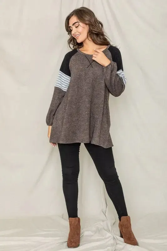 Color Block Sleeve A Line Tunic