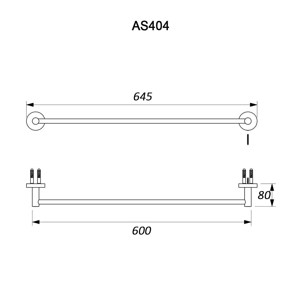 COMO Round Double Towel Rail 600mm Chrome