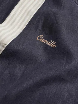 Custom Linen Robe in Navy   Stripes