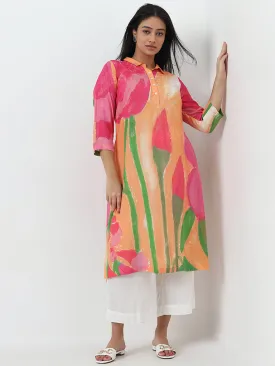Diza Floral Design Mustard A-Line Kurta