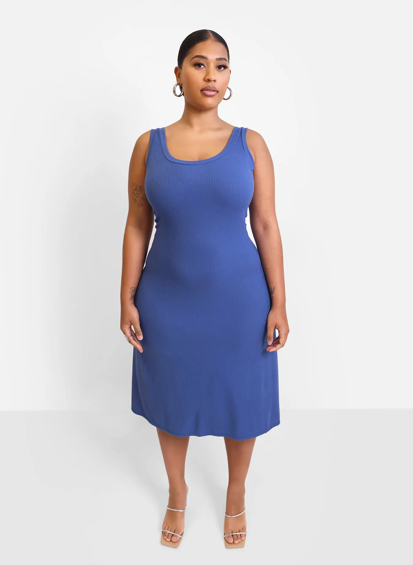 Essential Ribbed A Line Midi Dress