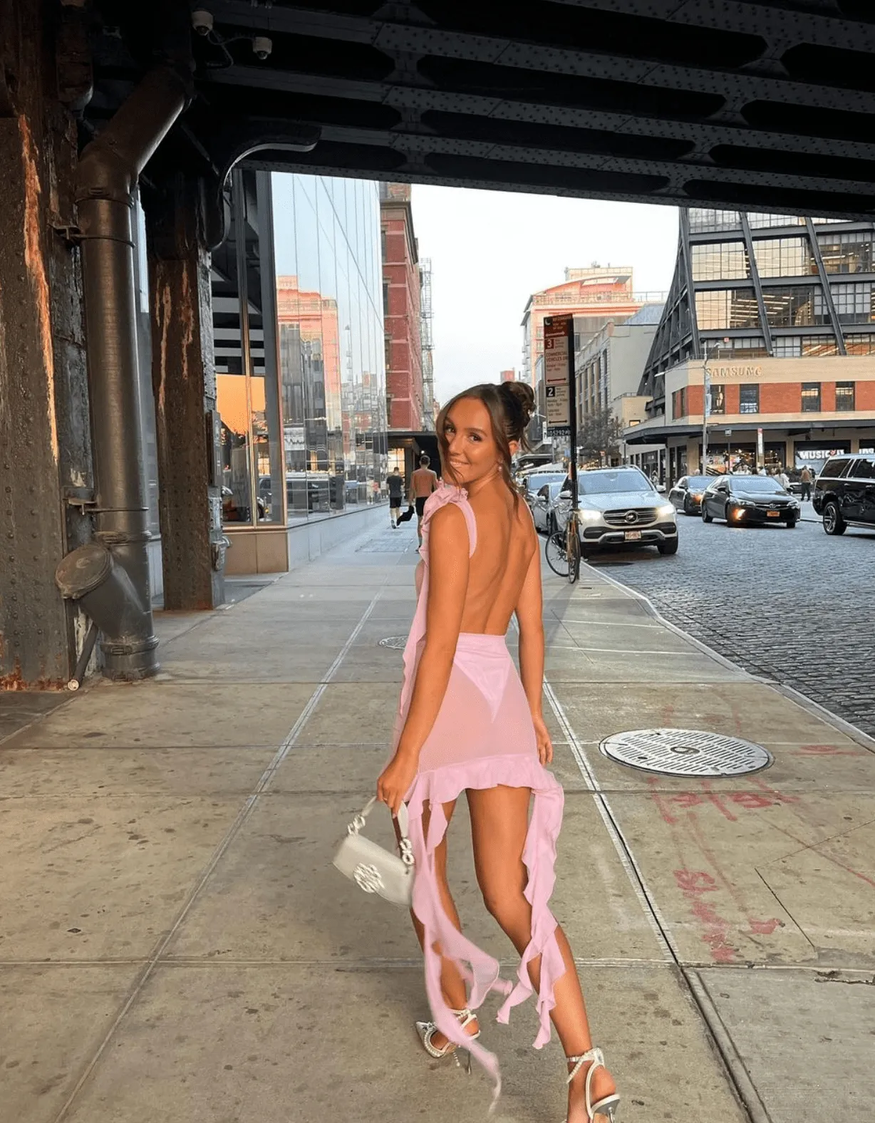 Fanci Club - White Apple Cocktail Dress in Pink