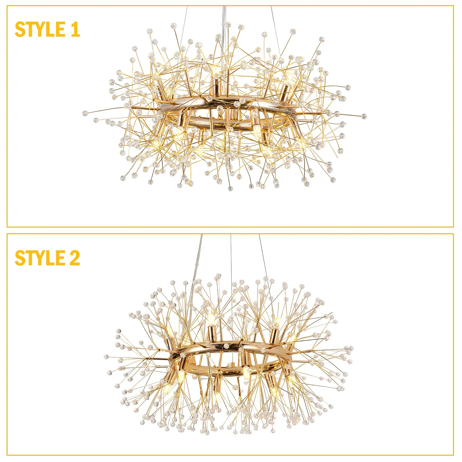 Glowlings 12-Light 29"Wide French Vintage Wagon Wheel Round Dandelion Shape Sputnik Crystal Chandelier
