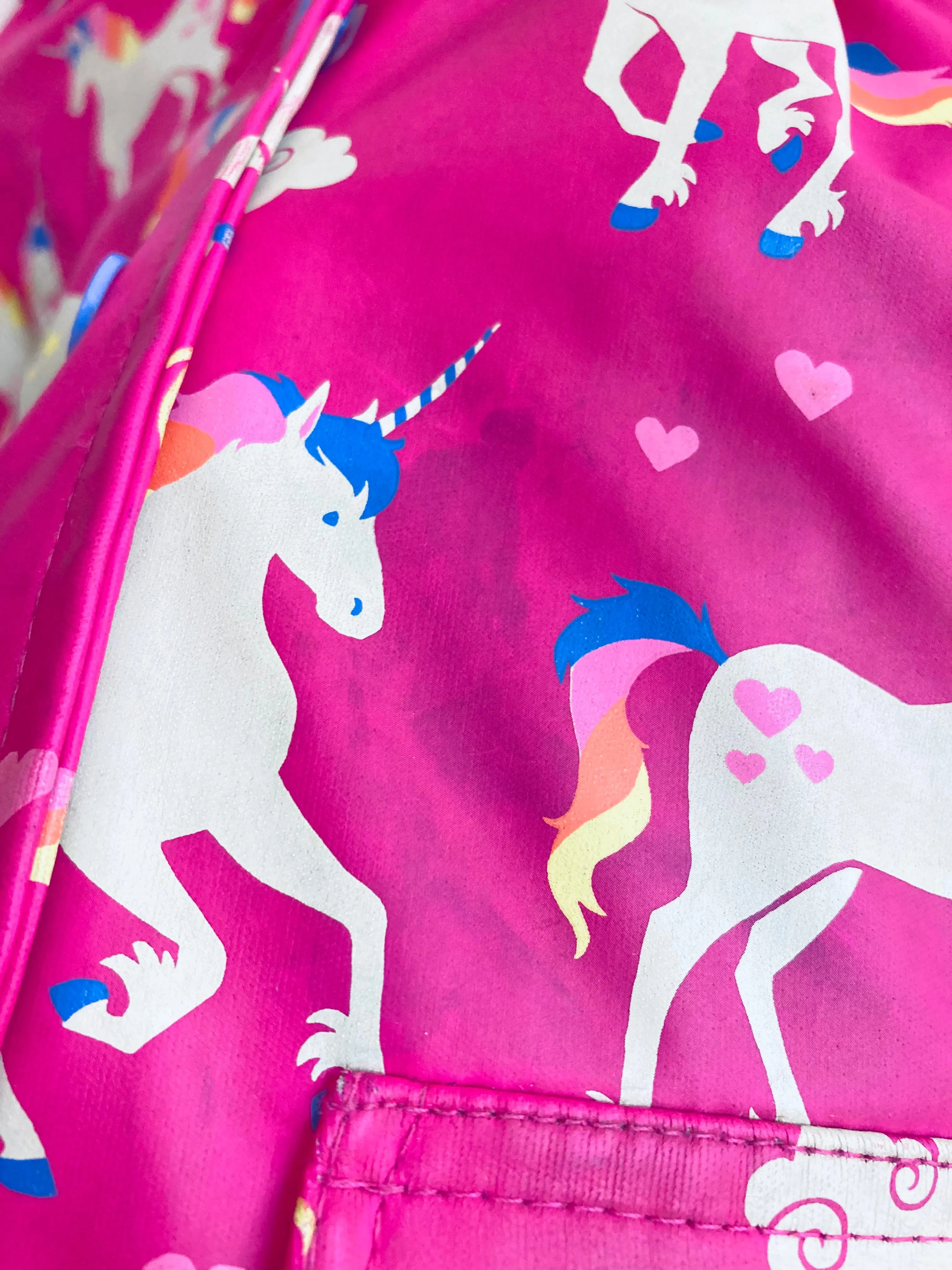 Hatley REALLY LOVED Terry Lined Unicorn Raincoat  // 2Y