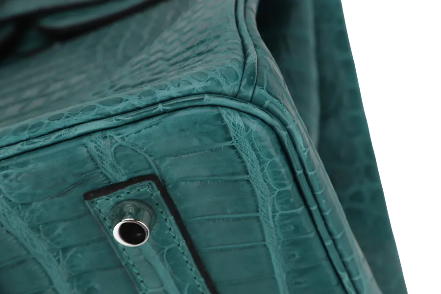 HERMES BIRKIN 35 MALACHITE MATTE POROSUS PALLADIUM HARDWARE STAMP T (2015) WITH LOCK&KEYS, DUST COVER AND RAINCOAT