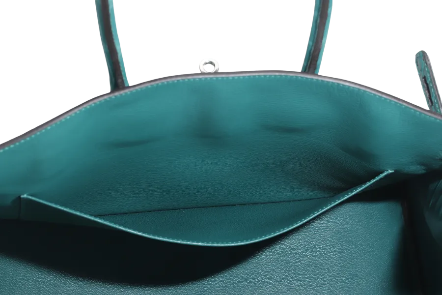 HERMES BIRKIN 35 MALACHITE MATTE POROSUS PALLADIUM HARDWARE STAMP T (2015) WITH LOCK&KEYS, DUST COVER AND RAINCOAT