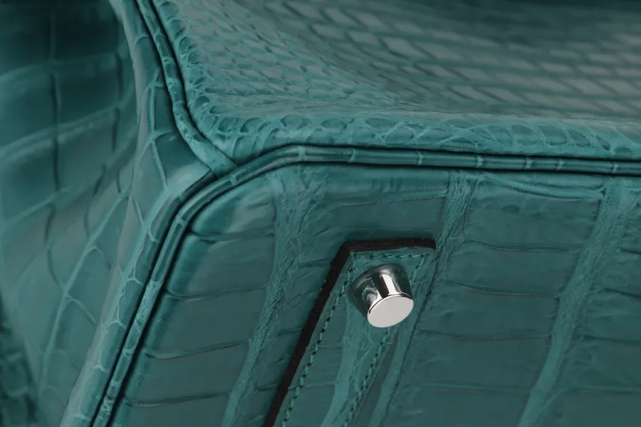 HERMES BIRKIN 35 MALACHITE MATTE POROSUS PALLADIUM HARDWARE STAMP T (2015) WITH LOCK&KEYS, DUST COVER AND RAINCOAT