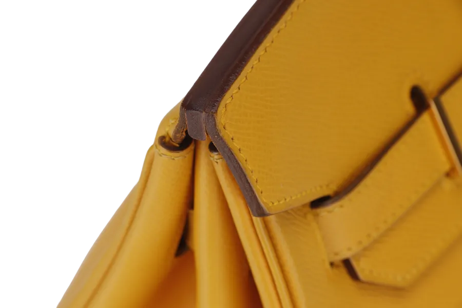 HERMES BIRKIN 35 (STAMP Z CIRCLE) YELLOW MUSTARD COURCHEVAL LEATHER GOLD HARDWARE WITH KEYS&LOCK, RAINCOAT & DUST COVER