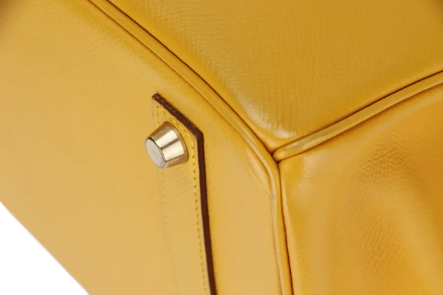 HERMES BIRKIN 35 (STAMP Z CIRCLE) YELLOW MUSTARD COURCHEVAL LEATHER GOLD HARDWARE WITH KEYS&LOCK, RAINCOAT & DUST COVER