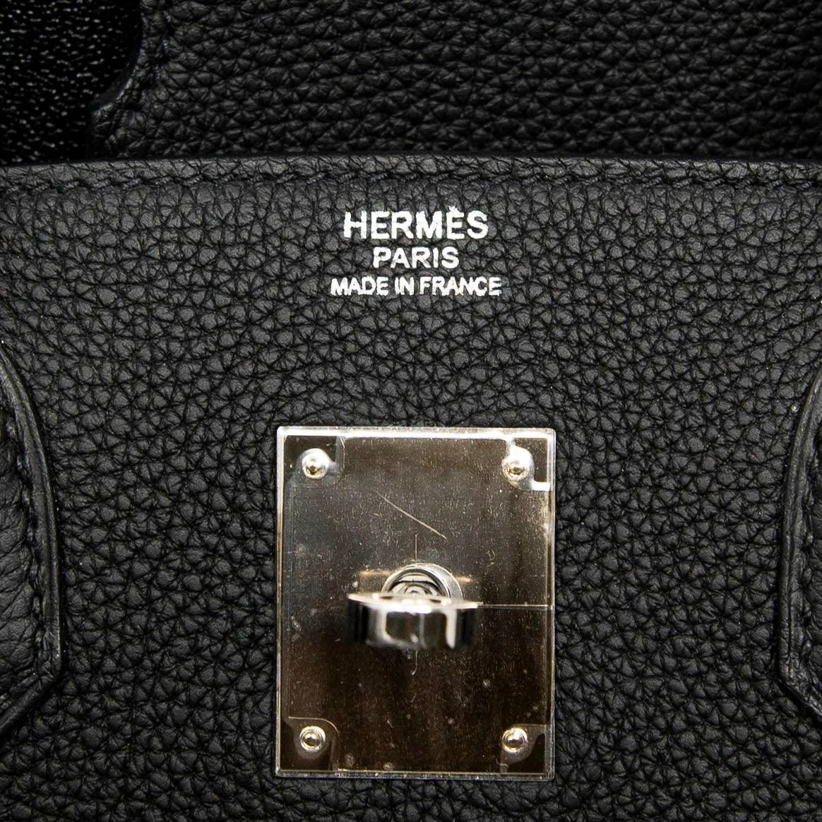 Luxurious Hermes Noir Togo Birkin 30 Designer Handbag