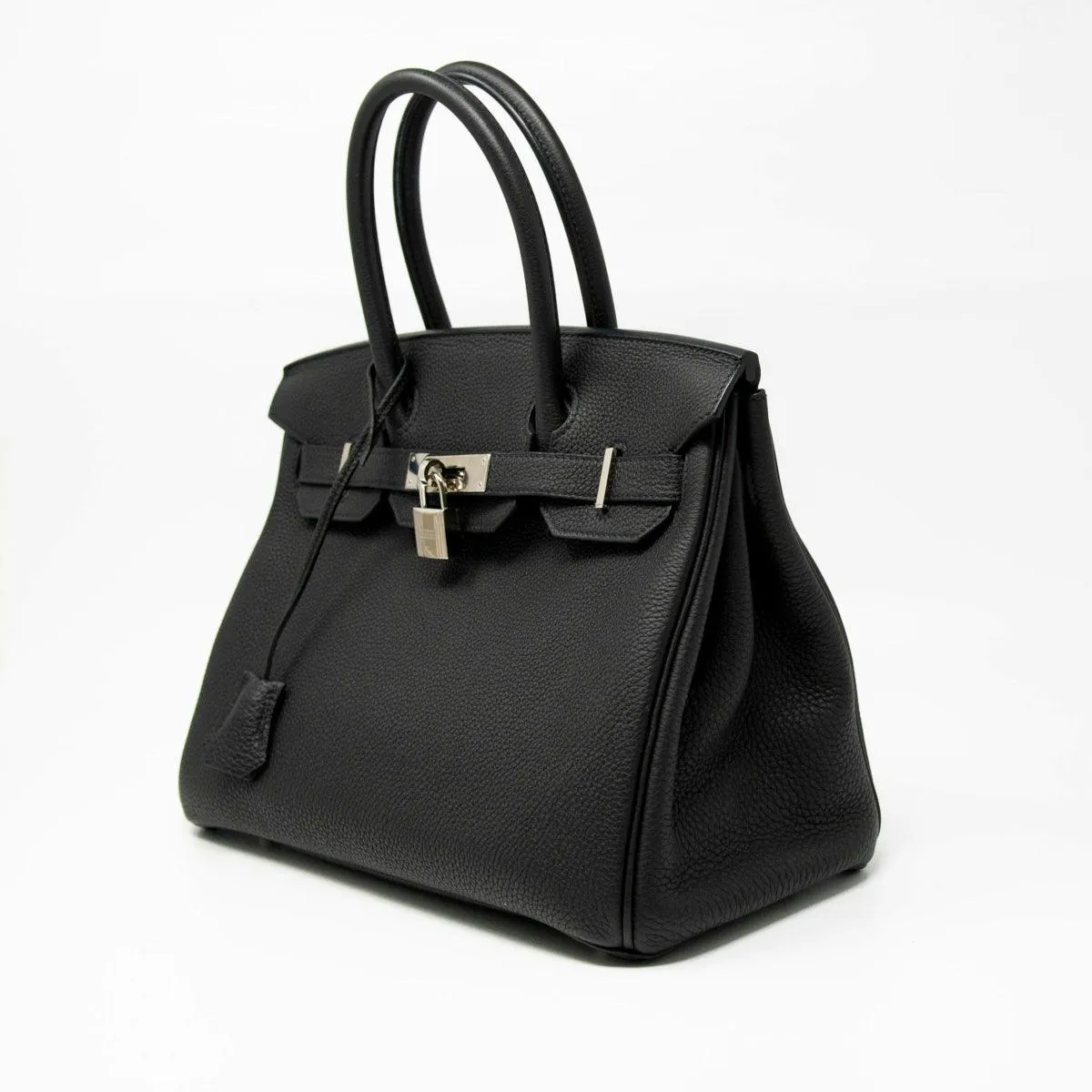 Luxurious Hermes Noir Togo Birkin 30 Designer Handbag