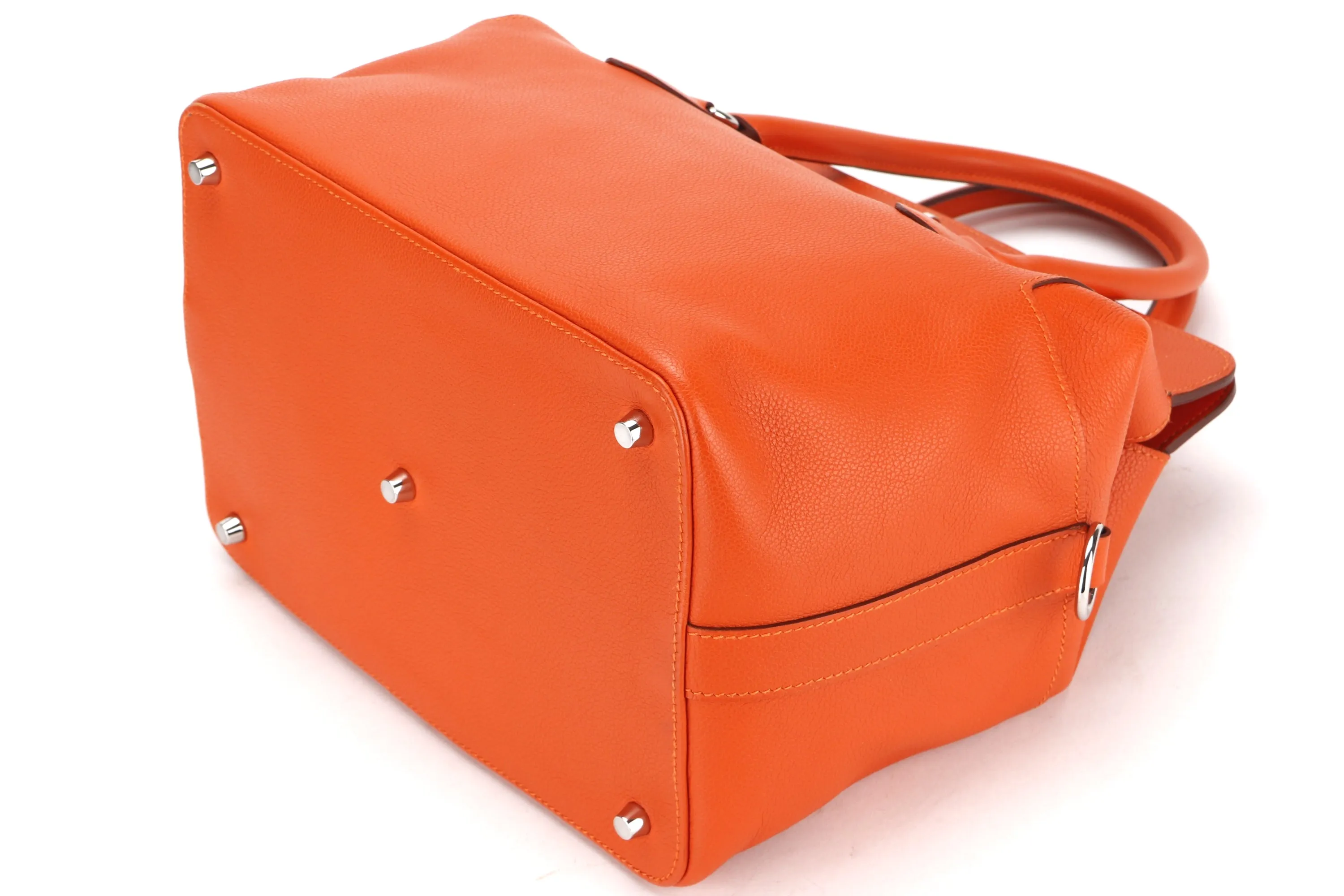 HERMES TOOLBOX 26 (STAMP Q) FEU EVERCOLOR LEATHER SILVER HARDWARE, WITH STRAP, LOCK, KEYS, RAINCOAT, DUST COVER &  BOX