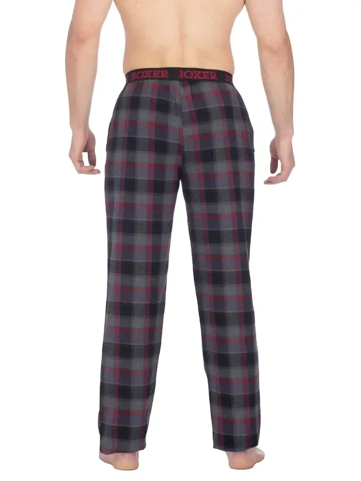 Joe Boxer Mens Black/Grey/Red Flannel Logo Elastic Pant