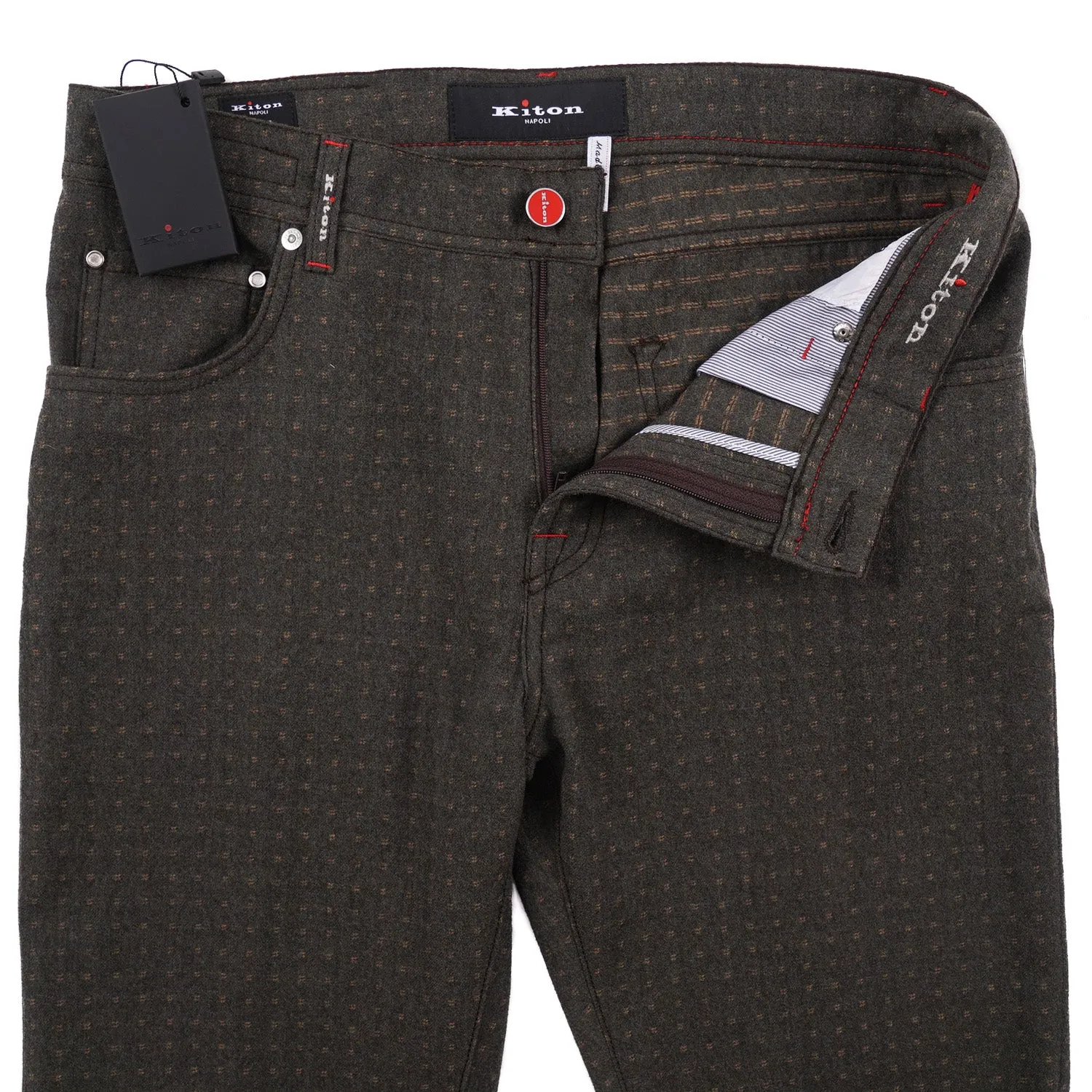 Kiton Slim Fit Five-Pocket Patterned Wool Pants