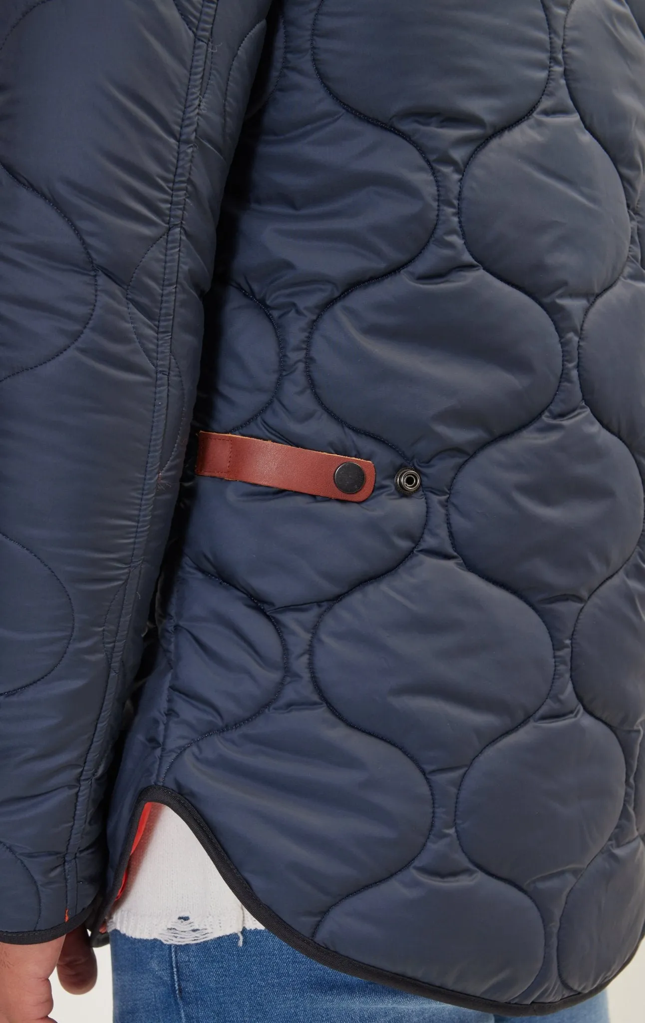 Light Padded Zipper-Up Coat - Navy