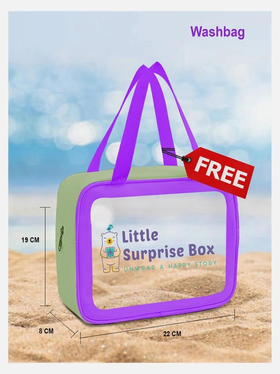 Little Surprise Box,2 pcs Shirt & Shorts set LSB Blue & Orange Space Swimwear Knee length for Kids with UPF 30 