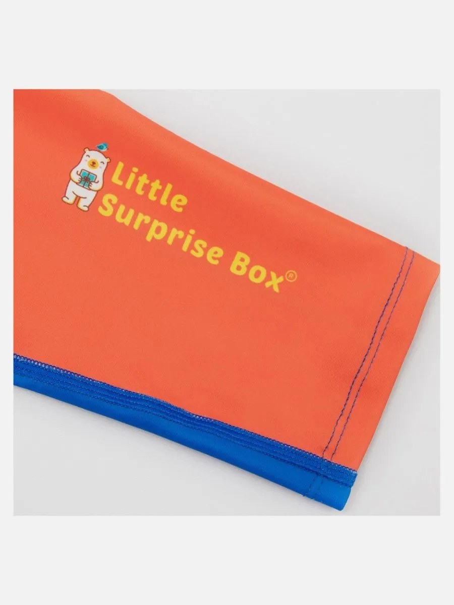 Little Surprise Box,2 pcs Shirt & Shorts set LSB Blue & Orange Space Swimwear Knee length for Kids with UPF 30 