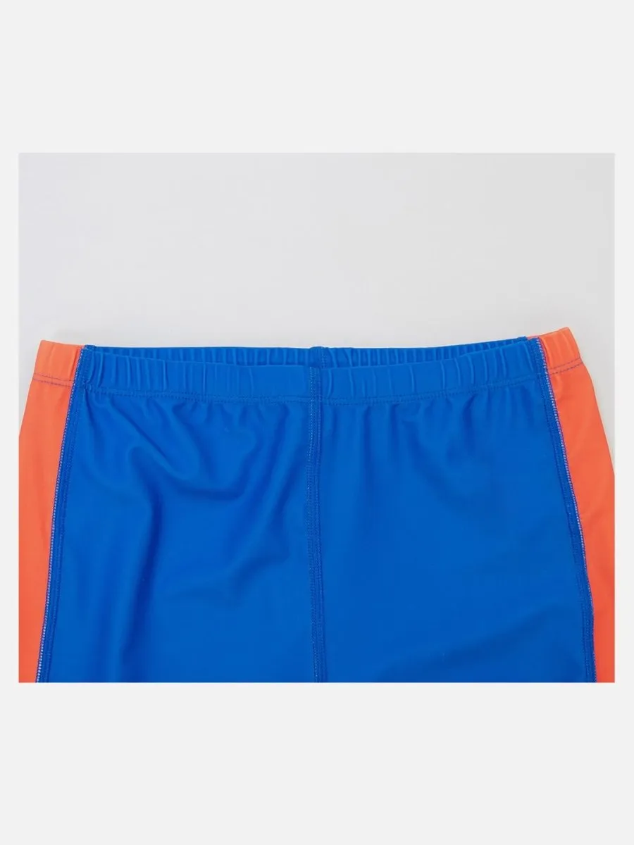 Little Surprise Box,2 pcs Shirt & Shorts set LSB Blue & Orange Space Swimwear Knee length for Kids with UPF 30 