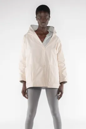 Memory Nylon Reversible Hooded Jacket - Panna