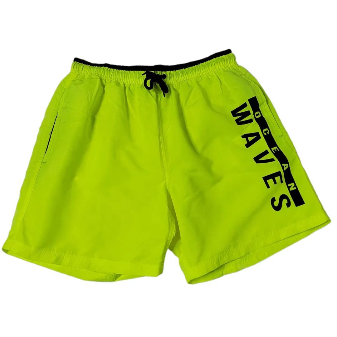 Men Swimwear - "Waves" - Yellow