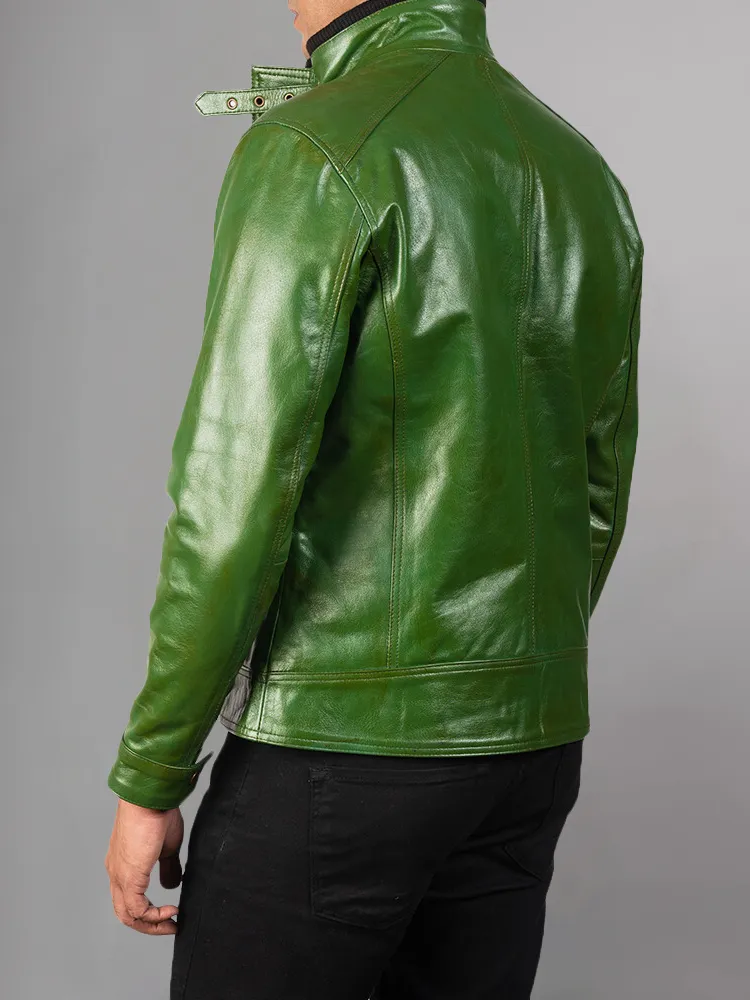 Mens Cafe Racer Distressed Brown Jacket