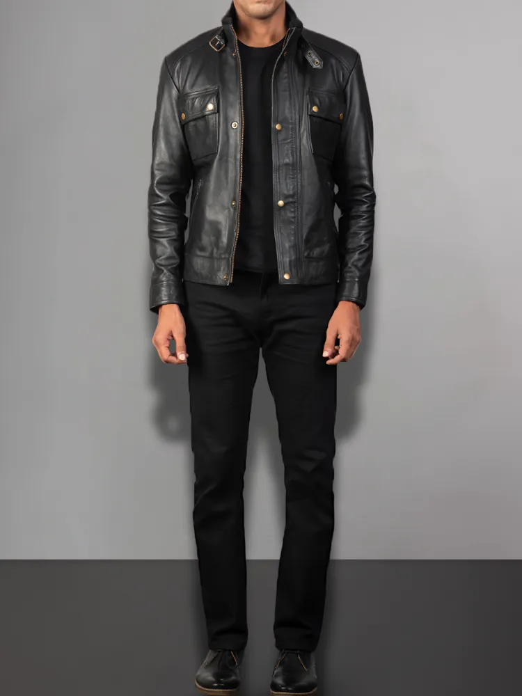 Mens Cafe Racer Distressed Brown Jacket