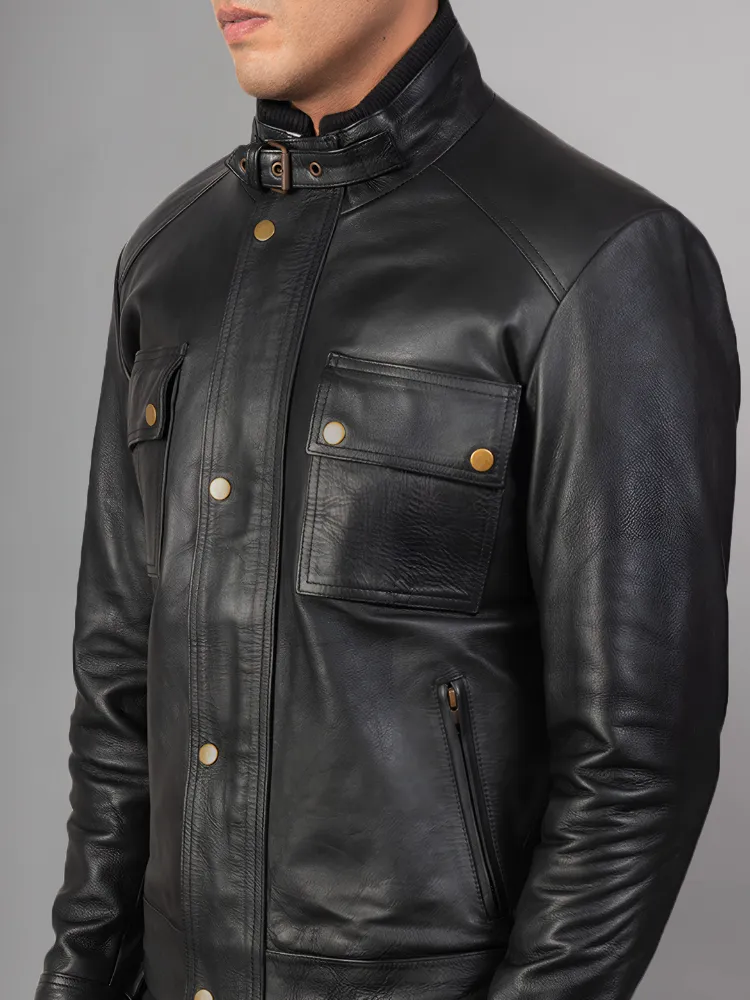 Mens Cafe Racer Distressed Brown Jacket