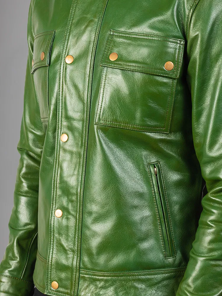 Mens Cafe Racer Distressed Brown Jacket