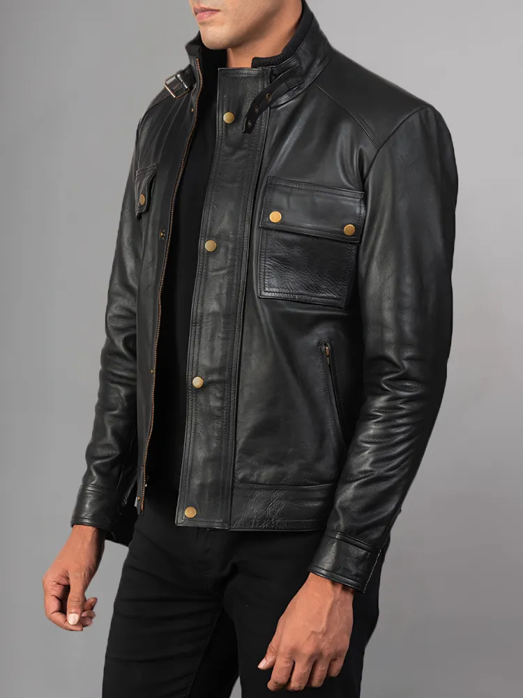 Mens Cafe Racer Distressed Brown Jacket
