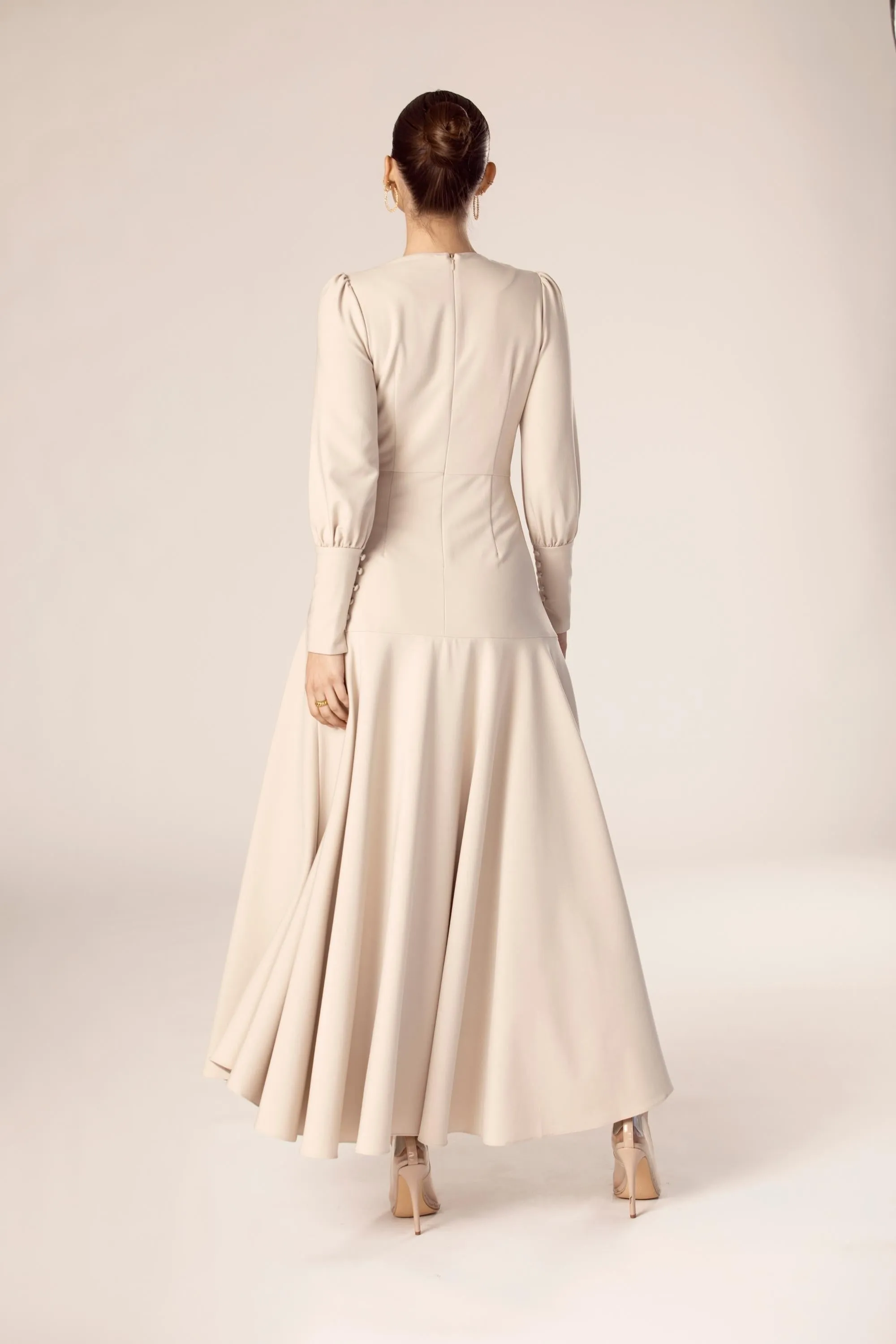 Naida Flounce Maxi Dress - Biscotti Beige