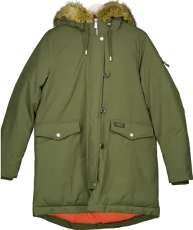 Parka London Green Stormont Long-length Faux Fur Parka UK M