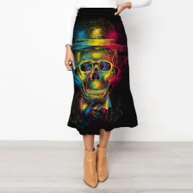 Skull Skirts Women Punk Skirt Ladies Psychedelic Rock Frauen Hat High waist skirts