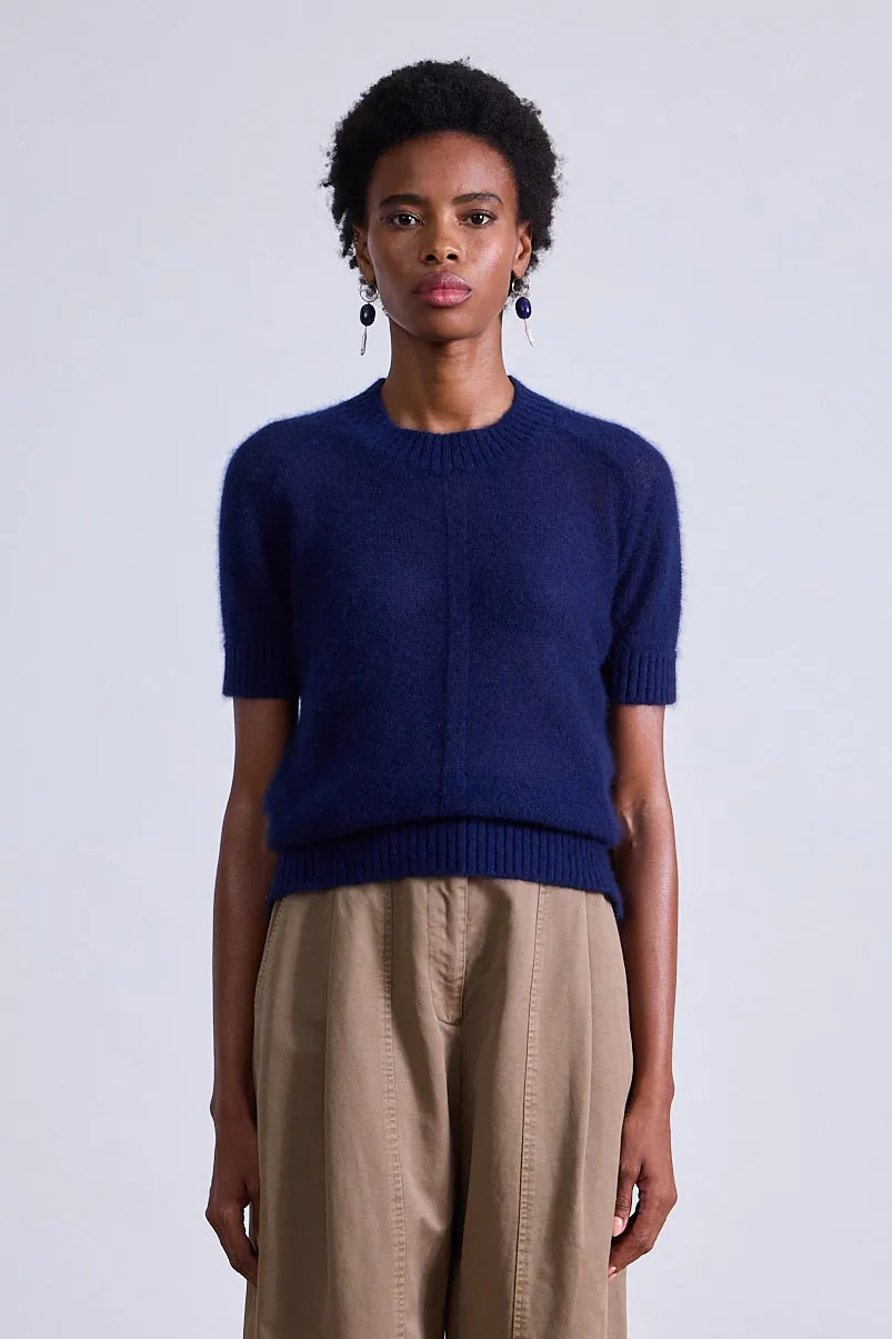 Softest Silk Cashmere Tee in Navy