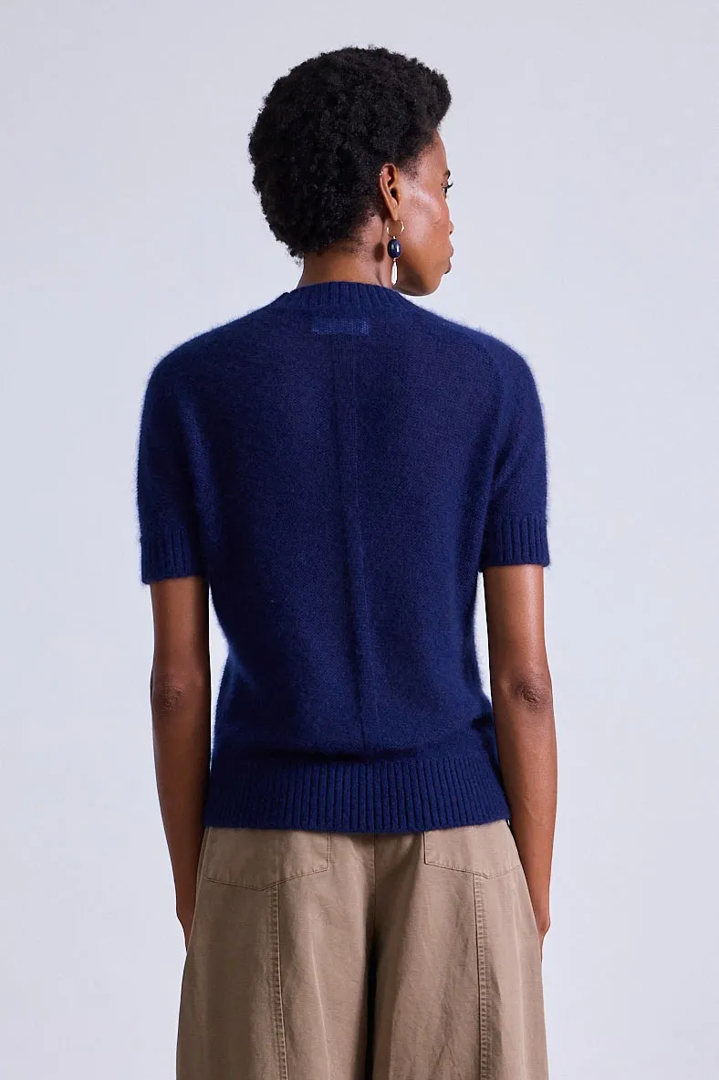 Softest Silk Cashmere Tee in Navy