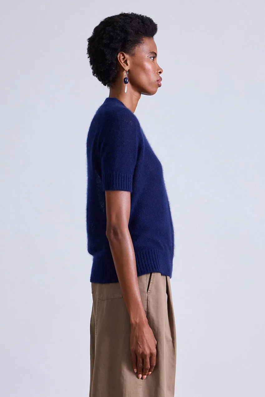 Softest Silk Cashmere Tee in Navy